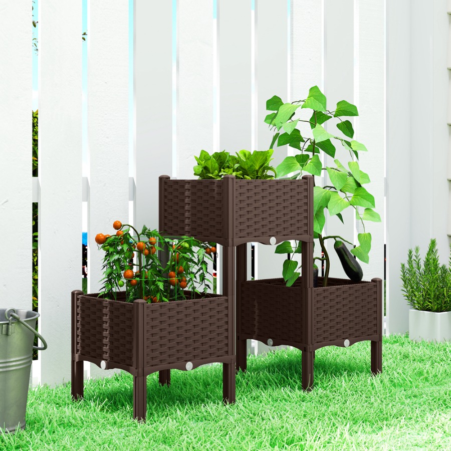 Self Watering Planter - 다리가 달린 플라스틱 높이 조절형 화분,