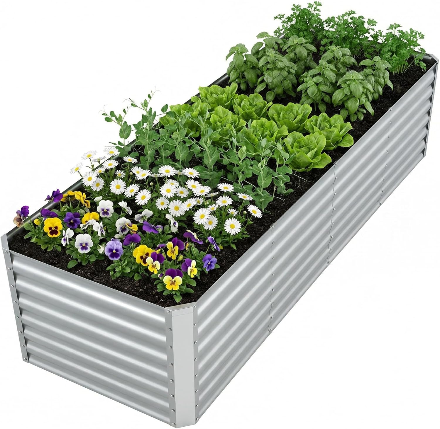 Raised Garden Bed - 야외용 아연 도금된 높은 화단 (채소