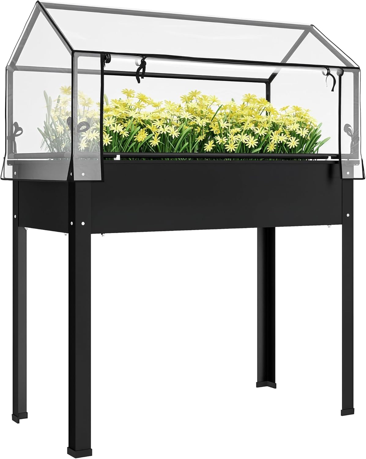 Raised Garden Bed - 야외용 - 검정색 높이 조절 가능한