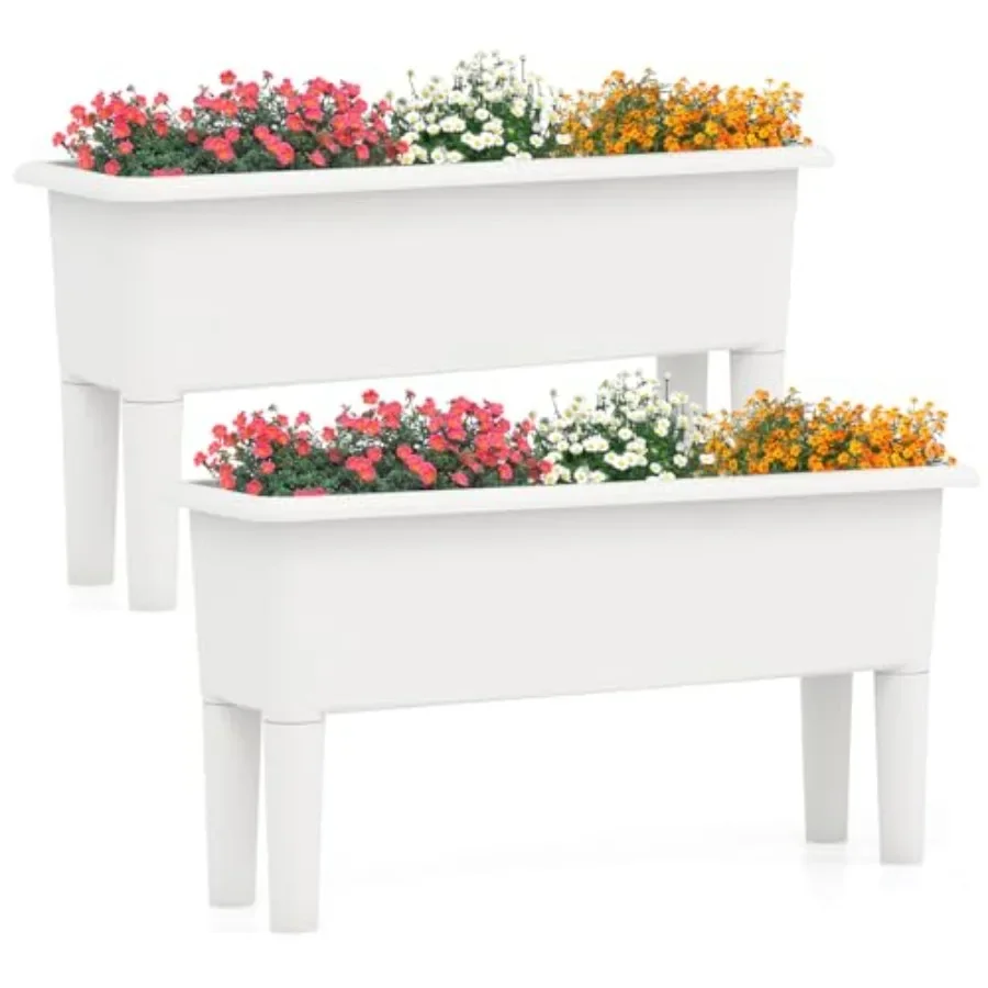 Self Watering Planter - 2개 세트의 야외용 높이 조절형 화분,