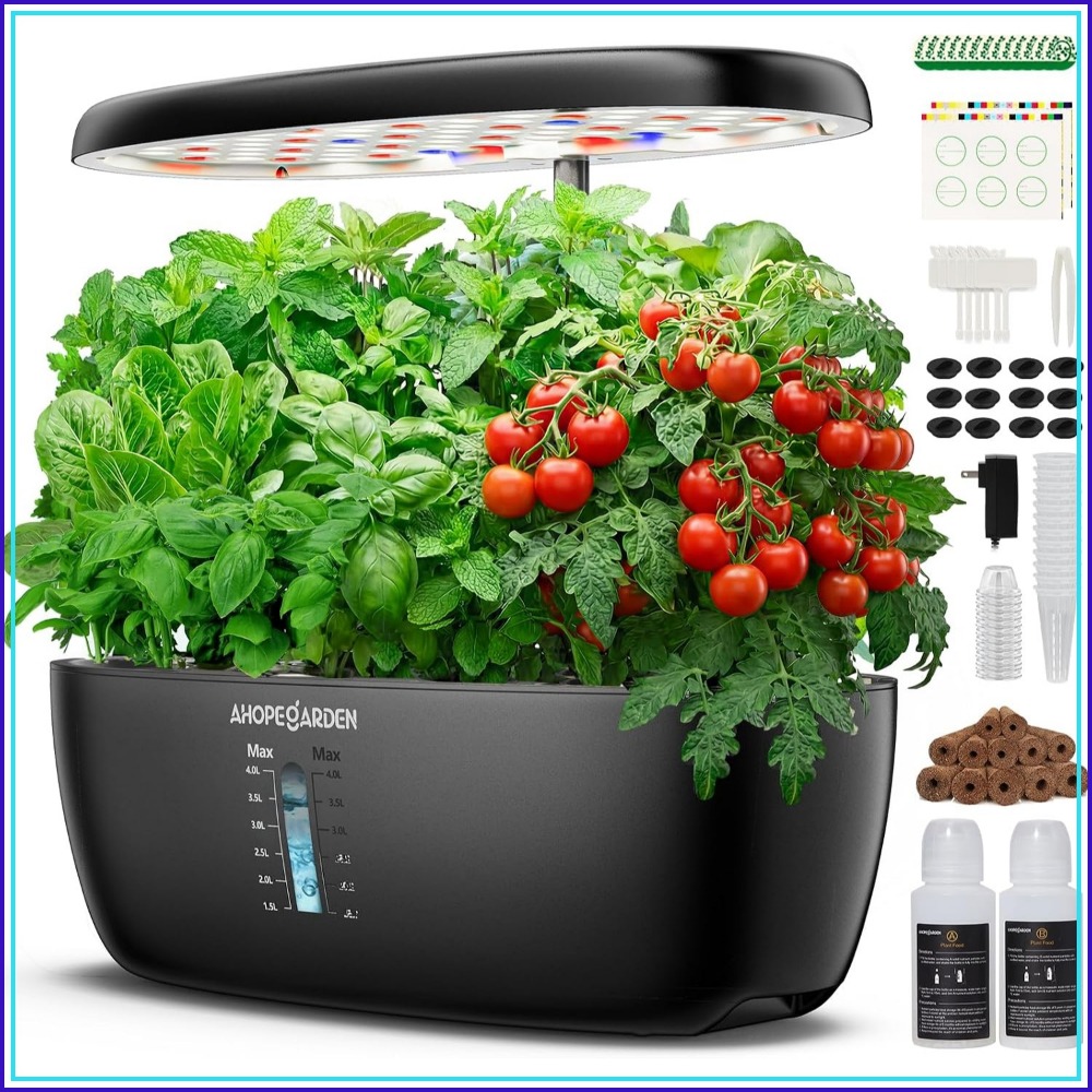 Indoor Herb Garden - 12포드 수경재배 정원(LED 성장등 포함), 실내