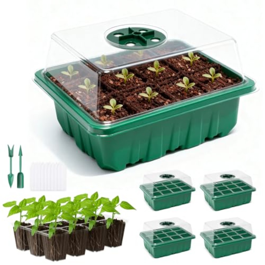 Seed Starter Tray - 습도 돔이 있는 5팩 씨앗 발아