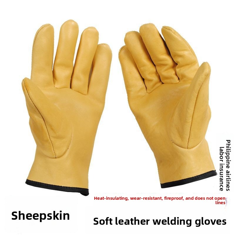 한 쌍의 작업 장갑 양가죽 가죽 작업자 작업 용접 안전 - Garden Gloves 리뷰 및 가격