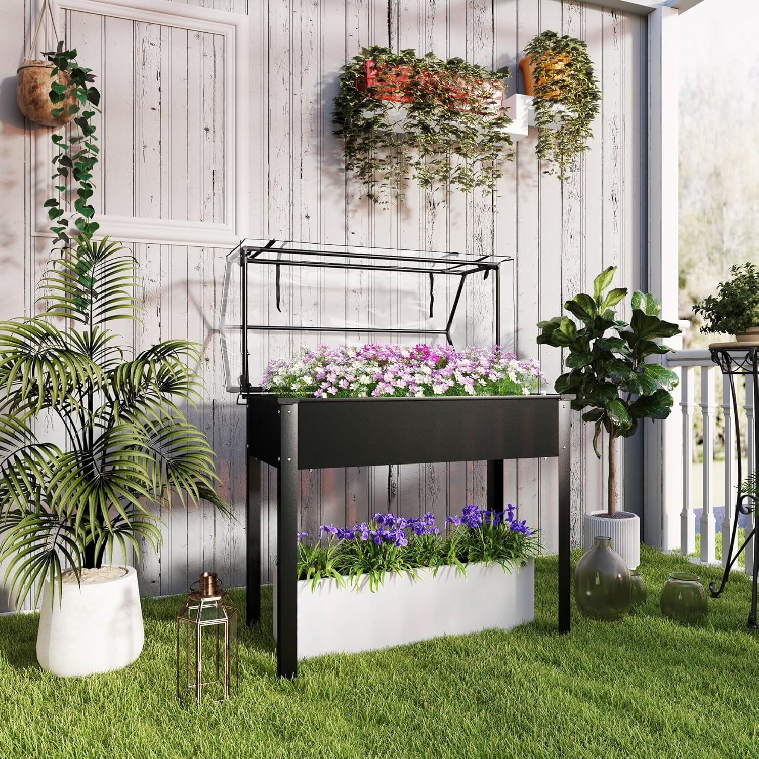 야외용 - 검정색 높이 조절 가능한 화분, 접이식 온실 - Raised Garden Bed 리뷰 및 가격