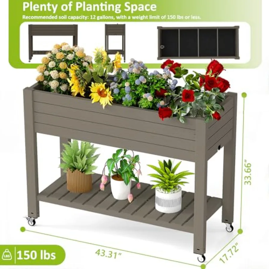 다리가 있는 높이 조절 가능한 정원 화단, 높이 33. - Self Watering Planter 리뷰 및 가격