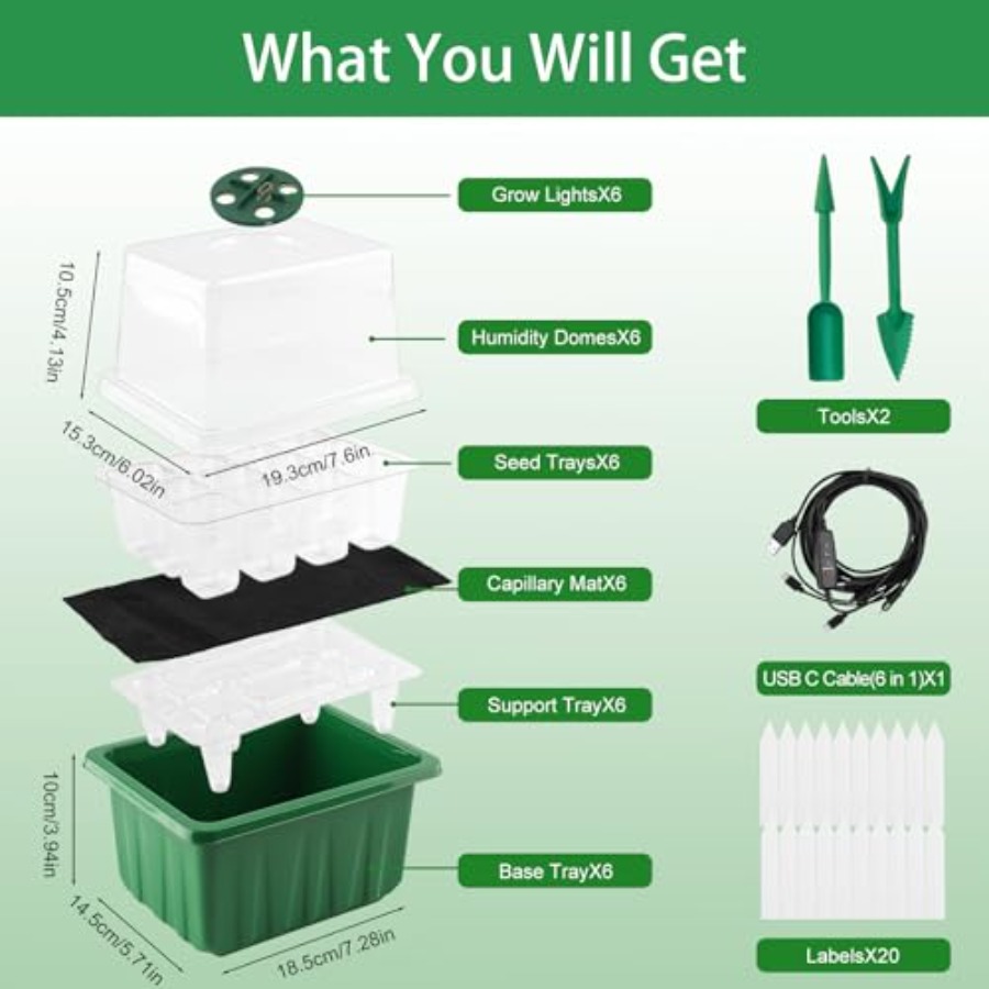 조명이 있는 묘목 트레이 6팩, 식물 재배 트레이, 습 - Seed Starter Tray 리뷰 및 가격