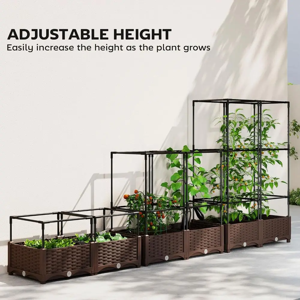 트렐리스가 있는 높은 화단, 46.5 토마토 지지대,  - Self Watering Planter 리뷰 및 가격
