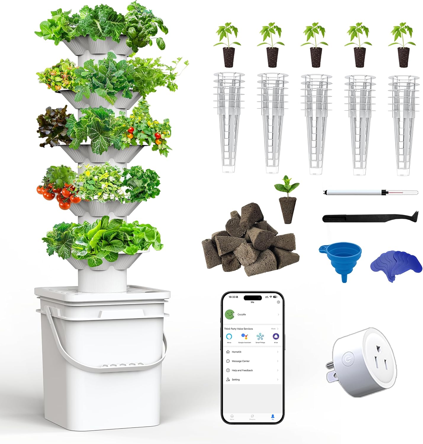 수경재배 시스템 키트 5층 수경 타워 30개 재배구 공 - Hydroponic Kit 리뷰 및 가격