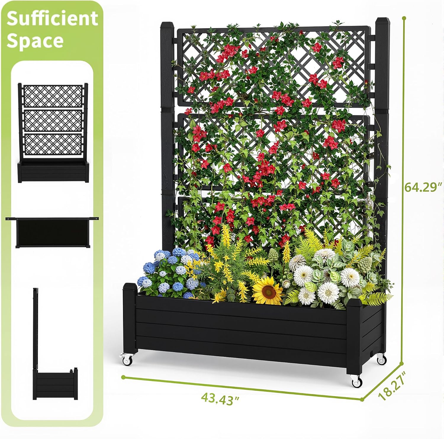 트렐리스가 있는 높이 조절 가능한 화분, 21갤런 자동 - Self Watering Planter 리뷰 및 가격