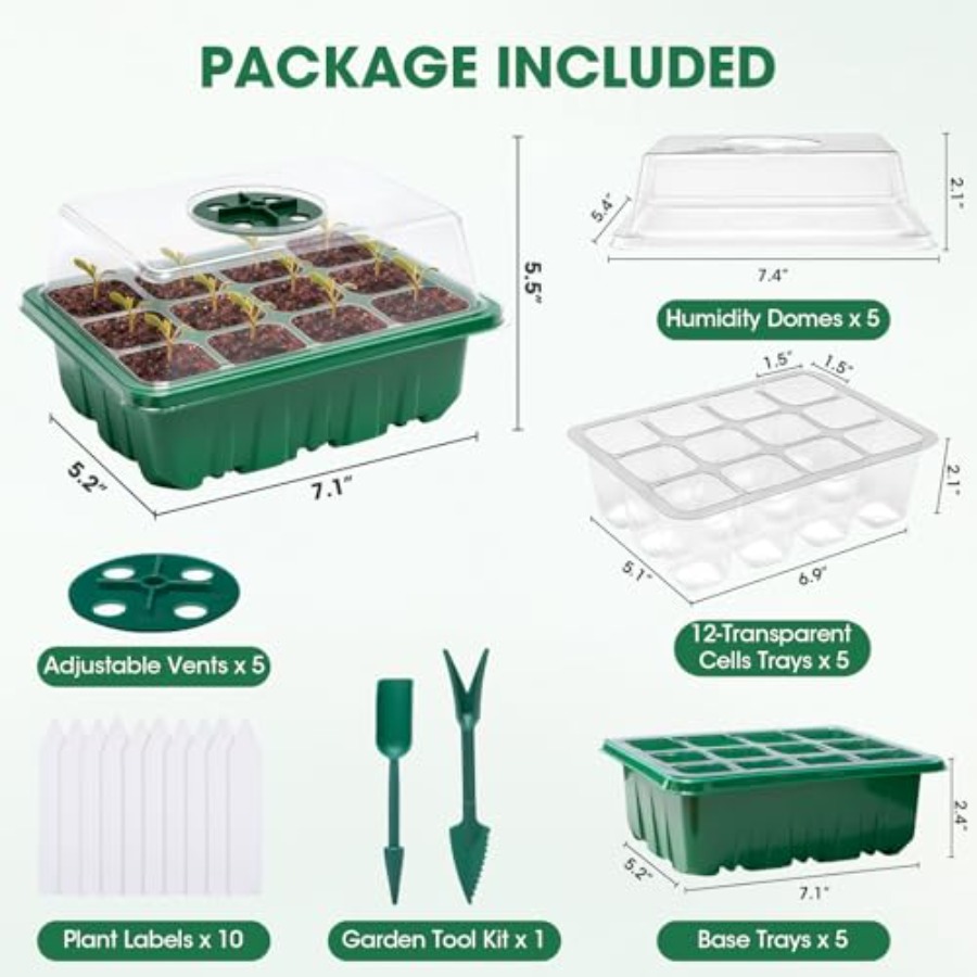 습도 돔이 있는 5팩 씨앗 발아 트레이, 투명 배수구가 - Seed Starter Tray 리뷰 및 가격