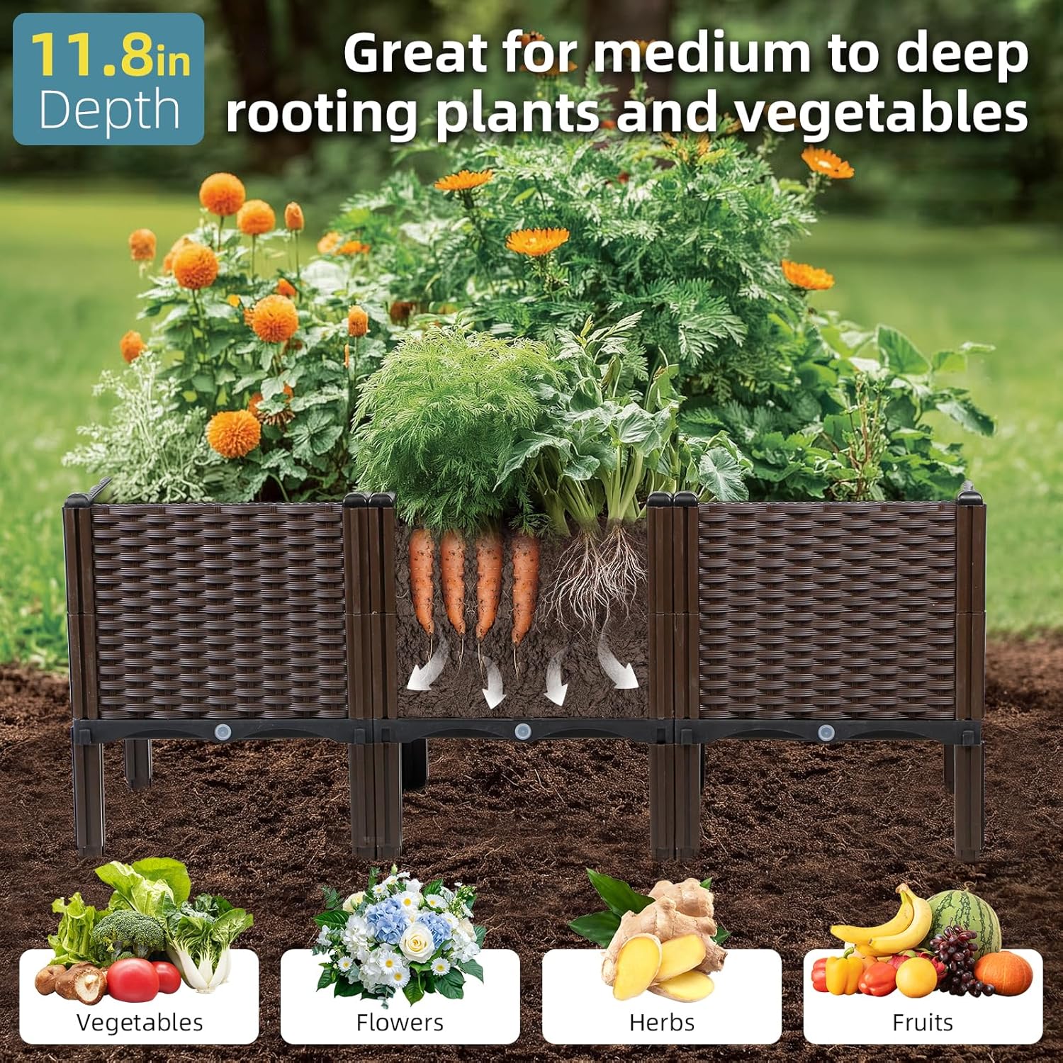 야외 정원용 라탄 화분, 내추럴 색상, 자가 급수 및  - Self Watering Planter 리뷰 및 가격